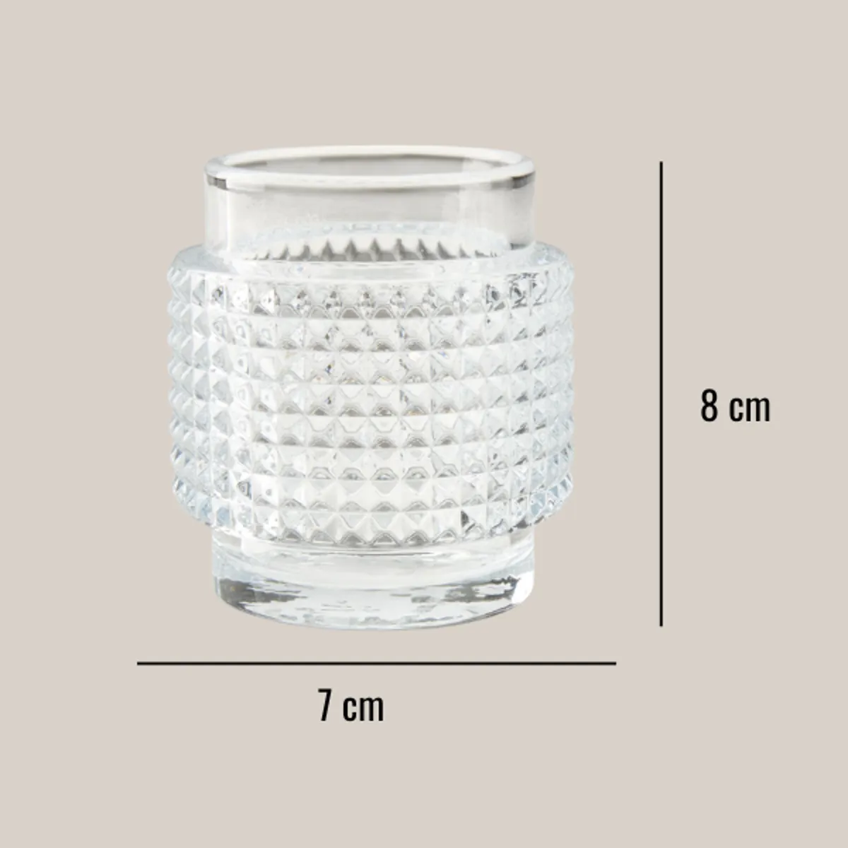 Svečnik Glass, steklen, karo